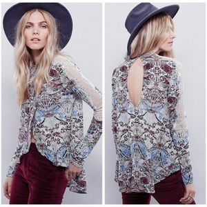 Free People colorful mock neck blouse